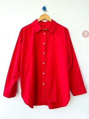 Le Bon Shoppe Women's Classic Red Button-Down Shirt
